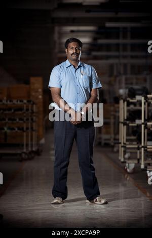 Reportage, gedreht in der Royal Enfield Motorcycle Factory in Chennai, Indien Stockfoto