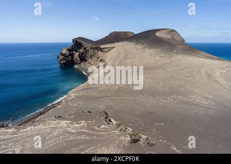 Trockenzone des Vulkans capelinhos, Insel Faial auf den Azoren. Stockfoto