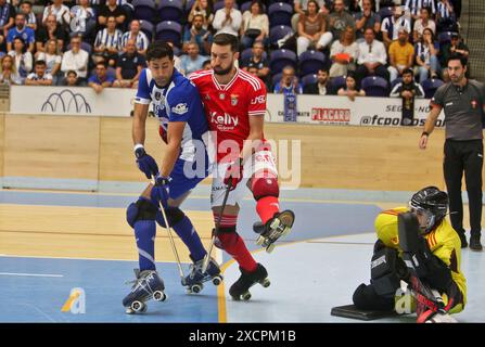 Porto, Portugal. Juni 2024. Porto, 16/06/2024 - der Futebol Clube do Porto veranstaltete Sport Lisboa e Benfica heute Nachmittag im Dragão Arena Pavillon, in einem Spiel für das 1. Spiel - Finale - nationale Roller Hockey Meisterschaft - 2023/2024 Credit: Atlantico Press/Alamy Live News Stockfoto