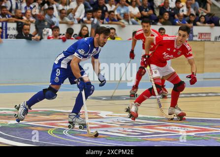 Porto, Portugal. Juni 2024. Porto, 16/06/2024 - der Futebol Clube do Porto veranstaltete Sport Lisboa e Benfica heute Nachmittag im Dragão Arena Pavillon, in einem Spiel für das 1. Spiel - Finale - nationale Roller Hockey Meisterschaft - 2023/2024 Credit: Atlantico Press/Alamy Live News Stockfoto