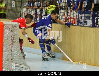 Porto, Portugal. Juni 2024. Porto, 16/06/2024 - der Futebol Clube do Porto veranstaltete Sport Lisboa e Benfica heute Nachmittag im Dragão Arena Pavillon, in einem Spiel für das 1. Spiel - Finale - nationale Roller Hockey Meisterschaft - 2023/2024 Credit: Atlantico Press/Alamy Live News Stockfoto