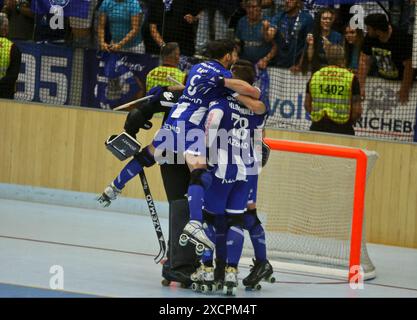 Porto, Portugal. Juni 2024. Porto, 16/06/2024 - der Futebol Clube do Porto veranstaltete Sport Lisboa e Benfica heute Nachmittag im Dragão Arena Pavillon, in einem Spiel für das 1. Spiel - Finale - nationale Roller Hockey Meisterschaft - 2023/2024 Credit: Atlantico Press/Alamy Live News Stockfoto