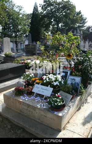 REISEBIBLIOTHEK VON KÜSTE ZU KÜSTE - VERWALTET VON PPL PHOTO AGENCY - COPYRIGHT VORBEHALTEN Serge Gainsbourg's Grab, Cimetiere du Montparnasse, Paris PHOTO CRED Stockfoto