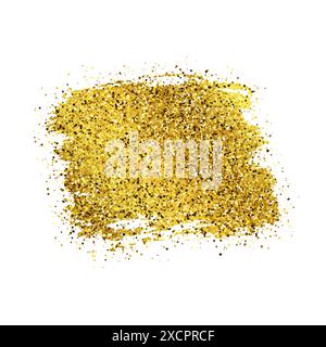 Goldene Farbe glitzernde Kulisse auf weißem Hintergrund. Hintergrund mit goldenen Funkeln und Glitzereffekt. Leerer Platz für Ihren Text. Vektorillustrat Stock Vektor