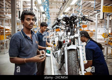 Reportage, gedreht in der Royal Enfield Motorcycle Factory in Chennai, Indien Stockfoto