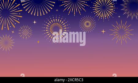 Feuerwerk mit Symbolen, Symbolen. Feier, Gewinner, Neujahrsfeier, Jubiläumsposter und Bannerdesign. Abstrakter Hintergrund des chinesischen Neujahrs Stock Vektor