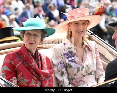 Ascot, Großbritannien. Juni 2024. Prinzessin Anne und Lady Gabriella Kingston besuchen Tag eins der Royal Ascot, Ascot Racecourse. Quelle: Doug Peters/EMPICS/Alamy Live News Stockfoto