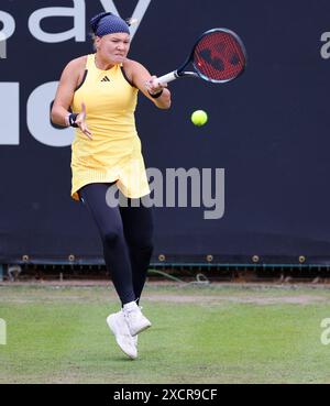 Birmingham, Großbritannien. 18. Juni 2024; Edgbaston Priory Club, Birmingham, England: Rothesay Tennis Classic Birmingham, Tag 2; Diana Shnaider im Einzelspiel ihrer Frauen gegen Amelia Rajecki (GBR) Credit: Action Plus Sports Images/Alamy Live News Stockfoto