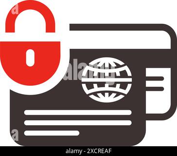 Symbol für Kreditkartenschloss, in Farbe gefertigt Stock Vektor
