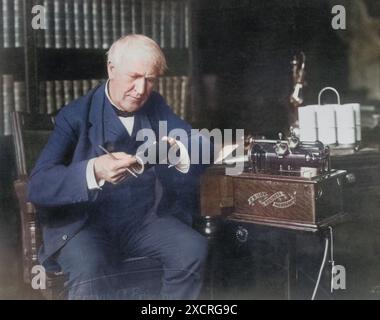 Thomas Alva Edison (* 11. Februar 1847 bis 18. Oktober 1931) war ein US-amerikanischer Erfinder und Geschäftsmann. Er entwickelte viele Geräte, die stark beeinflussten Stockfoto