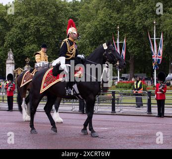 Mounted Blues and Royals Officer Trooping the Colour Color the Mall London 2024 Stockfoto