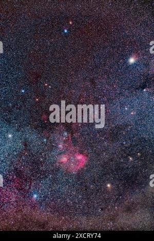 This is a portrait of the constellation of Auriga the Charioteer, with exposures and processing to bring out the bright and faint nebulosity within th Stockfoto