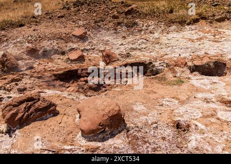 Hervideros de San Jacinto heiße Quellen. Vulkanische Quelle in der Nähe von Leon in San Jacinto in Nicaragua, Zentralamerika Stockfoto