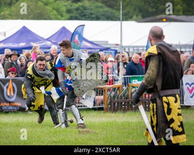 Cheshire Show, Clay House Farm, Flittogate Lane, Knutsford - 18. Juni 2024 - die Royal Cheshire County Show 2024 ist eine prächtige Hommage an die idyllische Landschaft von Cheshire, Landwirtschaft, köstliche Küche und gesunde Familienunterhaltung. Es bietet Viehwettbewerbe, Reitveranstaltungen, lokale Produkte, Kunsthandwerk und ein kulinarisches Dorf mit Live-Kochvorführungen von Spitzenköchen. Die Ritter von Nottingham unterhielten sich mit Ritterspielen und Kämpfen. Die Show feierte ihr 185-jähriges Bestehen im Jahr 2023. Quelle: John Hopkins/Alamy Live News Stockfoto