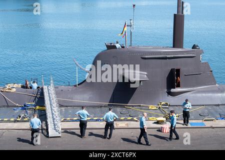 Gdynia, Polen. 18. Juni 2024. Das deutsche U-Boot U-212A 31 (S181) der Deutschen Marine erreichte den Hafen von Gdynia © Wojciech Strozyk / Alamy Live News Stockfoto