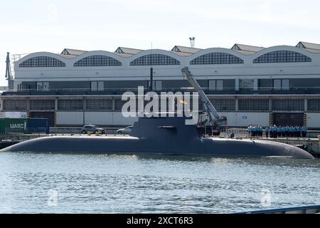 Gdynia, Polen. 18. Juni 2024. Das deutsche U-Boot U-212A 31 (S181) der Deutschen Marine erreichte den Hafen von Gdynia © Wojciech Strozyk / Alamy Live News Stockfoto