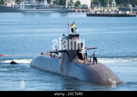 Gdynia, Polen. 18. Juni 2024. Das deutsche U-Boot U-212A 31 (S181) der Deutschen Marine erreichte den Hafen von Gdynia © Wojciech Strozyk / Alamy Live News Stockfoto