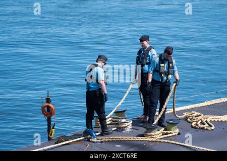 Gdynia, Polen. 18. Juni 2024. Das deutsche U-Boot U-212A 31 (S181) der Deutschen Marine erreichte den Hafen von Gdynia © Wojciech Strozyk / Alamy Live News Stockfoto