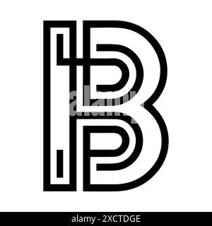 Nordisches Logo mit Buchstabe B oder Symbol mit moderner Linie. Vektorgrafik und Ikonendesign mit auffälligen Konturen. Schwarz-weiß Pixel Perfect minimalistisches Symbol isolieren Stock Vektor