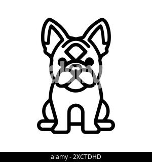 Hundelogo oder Symbol für moderne Linien. Vektorgrafik und Ikonendesign mit auffälligen Konturen. Schwarzes und weißes minimalistisches Pixel Perfect-Symbol isoliert weißen Hintergrund Stock Vektor