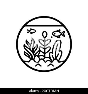 Terrarium-Logo oder modernes Symbol. Vektorgrafik und Ikonendesign mit auffälligen Konturen. Schwarz-weiß Pixel Perfect minimalistisches Symbol isoliert weiß Stock Vektor