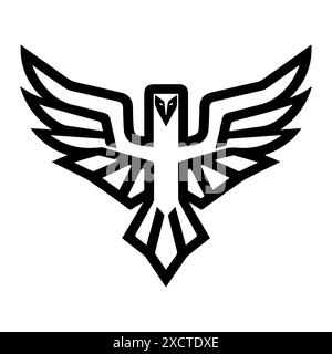 Abstraktes Eagle-Logo oder Symbol der modernen Linie. Vektorgrafik und Ikonendesign mit auffälligen Konturen. Schwarz-weiß Pixel Perfect minimalistisches Symbol isolieren Stock Vektor