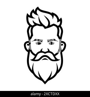 Bart-Logo oder moderne Linie. Vektorgrafik und Ikonendesign mit auffälligen Konturen. Schwarzes und weißes minimalistisches Pixel Perfect-Symbol isoliert weiße bac Stock Vektor