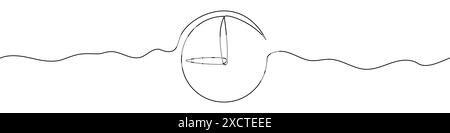 Fortlaufende, bearbeitbare Zeilenzeichnung der Uhr. Eine Zeilenzeichnung des Uhrensymbols. Vektorabbildung. Uhrensymbol in einer Zeile. Stock Vektor