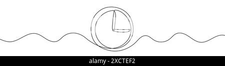 Fortlaufende, bearbeitbare Zeilenzeichnung der Uhr. Eine Zeilenzeichnung des Uhrensymbols. Vektorabbildung. Uhrensymbol in einer Zeile. Stock Vektor