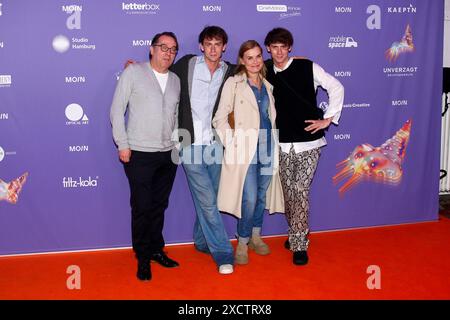 Albrecht Ganzkopf, Emil Belton, Andrea Luedke und Oskar Belton beim Moin Mittsommer Jahresempfang der Filmförderung von Hamburg und Schleswig-Holstei Stockfoto