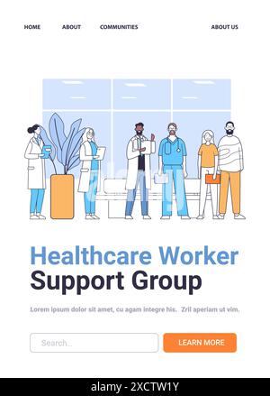 Mitarbeiter im Gesundheitswesen unterstützen Gruppe vielfältiges Team zusammen stehen Mediziner modernes Krankenhaus Stock Vektor