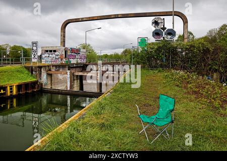 Alte Wanne-Eickel-Schleuse am Rhein-Herne-Kanal, Deutschland, Nordrhein-Westfalen, Ruhrgebiet, Herne Stockfoto