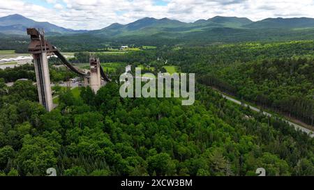 Aus der Vogelperspektive der Schanzen in Lake Placid, New York Stockfoto