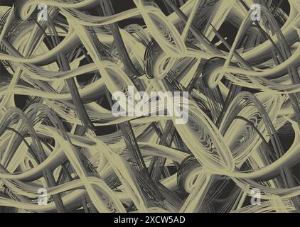 Chaotischer linearer Hintergrund in goldgrauer Farbgebung für Textilien oder Stoffe. Schwindelerregende, druckbare Textur für Geschäftskonzepte, Drucke, Modetrends und Cover Stockfoto