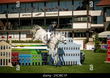 Spitzenreitersport bei Spruce Meadows in Calgary Stockfoto