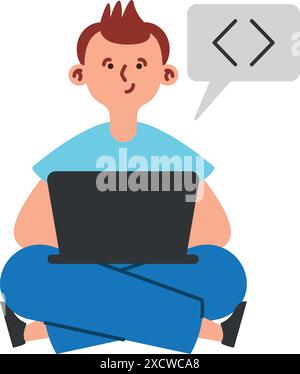 Softwareprogrammierer arbeiten mit einem Laptop Stock Vektor
