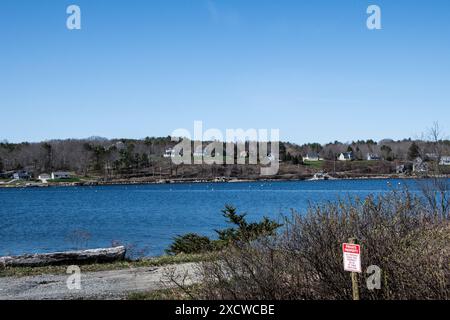 Uferpromenade in Mahone Bay, Nova Scotia, Kanada Stockfoto