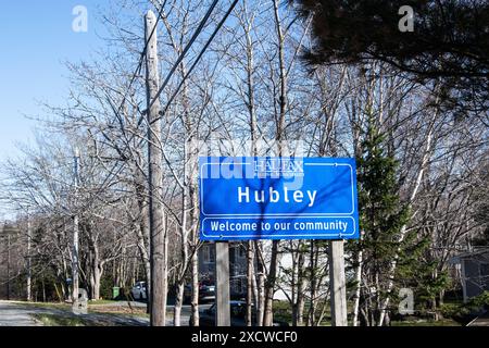 Willkommen bei Hubley Sign auf NS 3 in Nova Scotia, Kanada Stockfoto