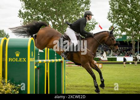 Spitzenreitersport bei Spruce Meadows in Calgary Stockfoto