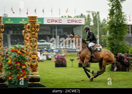 Spitzenreitersport bei Spruce Meadows in Calgary Stockfoto