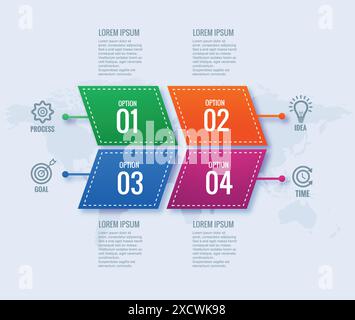 Modernes Business-Infografik-Konzept mit 4-stufigem Bannerdesign Stock Vektor