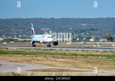 20240616 Flughafen PALMA de Mallorca PALMA, SPANIEN - 16. JUNI 2024 : D-ABNK EUROWINGS AIRBUS A320-200 AT - Flughafen Palma de Mallorca am 16. Juni 2024 in Palma, . Palma Baleares Spanien *** 20240616 Flughafen PALMA de Mallorca 16. JUNI 2024 D ABNK EUROWINGS AIRBUS A320 200 am Flughafen Palma de Mallorca am 16. Juni 2024 in Palma, Palma Baleares Spanien Stockfoto