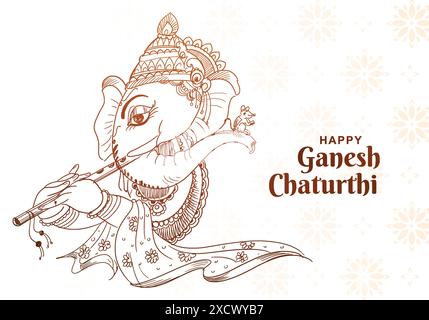 Wunderschönes Sketch-Art ganesh Chaturthi-Kartendesign Stock Vektor