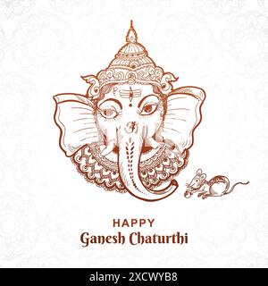 Wunderschönes Ganesh Chaturthi-Gesicht im Sketch-Art-Design Stock Vektor