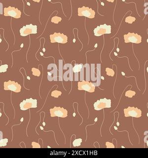 Nahtloses Muster mit abstrakten Mohnblumen in Pink Stock Vektor