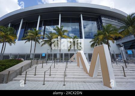 Ein allgemeiner Überblick über den LoanDepot Park, Freitag, 11. August 2023, in Miami. Stockfoto