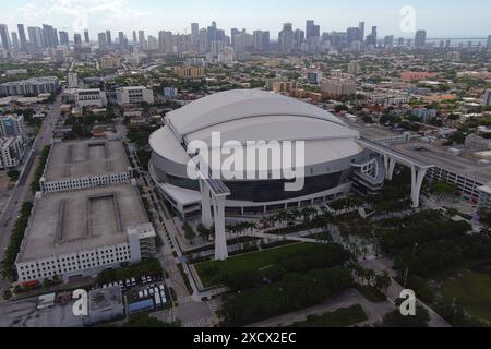 Eine allgemeine Gesamtansicht des LoanDepot Park, Freitag, 11. August 2023, in Miami. Stockfoto