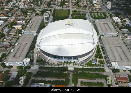 Eine allgemeine Gesamtansicht des LoanDepot Park, Freitag, 11. August 2023, in Miami. Stockfoto