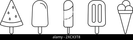 Eiscreme-Vektor-Symbolsatz. Sammlung von Eissymbolen... Stock Vektor
