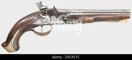 Kleinwaffen, Pistolen, Feuersteinpistole, Kaliber 13 mm, Ingelfingen, CA. 1780, EIGENSCHAFTSFREIGABE Stockfoto